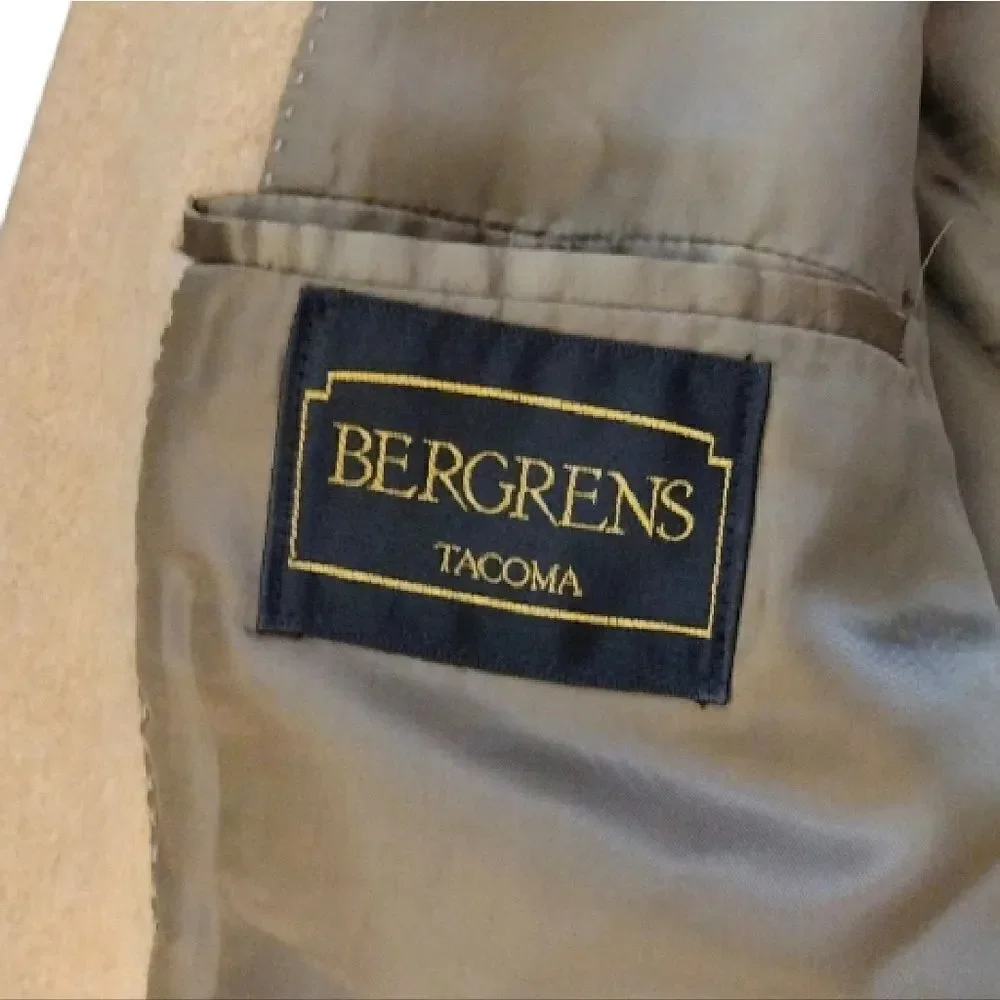 VTG 90s Bergren's Tacoma‎ Beige Camel Hair Blend Sport Coat Blazer SZ 42R
